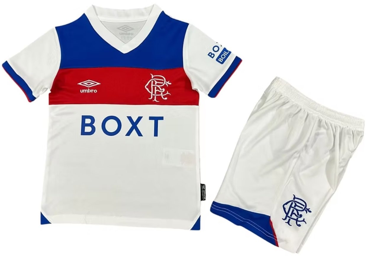 Kit infantil II Rangers FC 2025 2026 Umbro oficial 